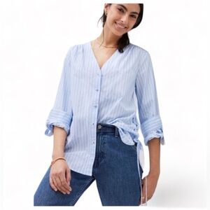 Anthropologie x Mare Mare Henrietta Lace Up Tunic Buttondown Blue Motif